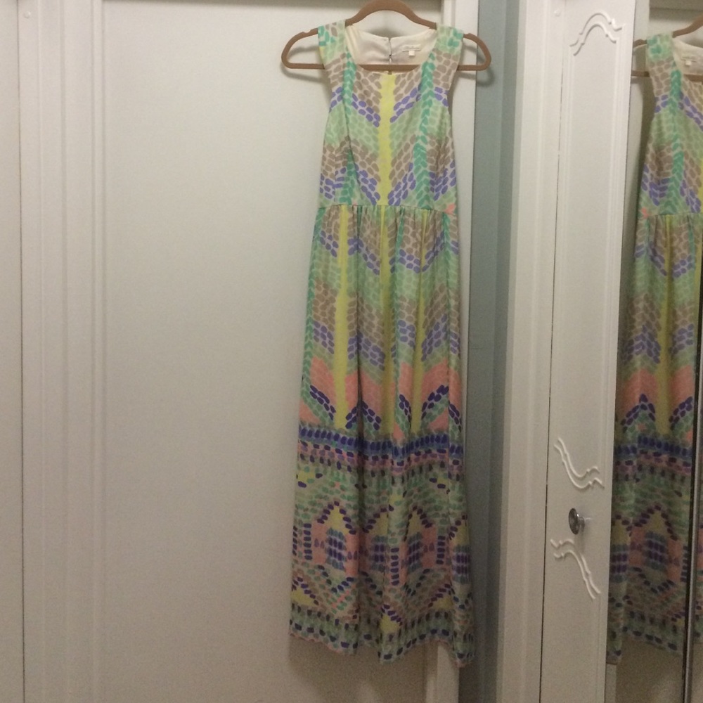Shoshanna Pastel Geometric Maxi Dress - Mint, Lavender, Peach